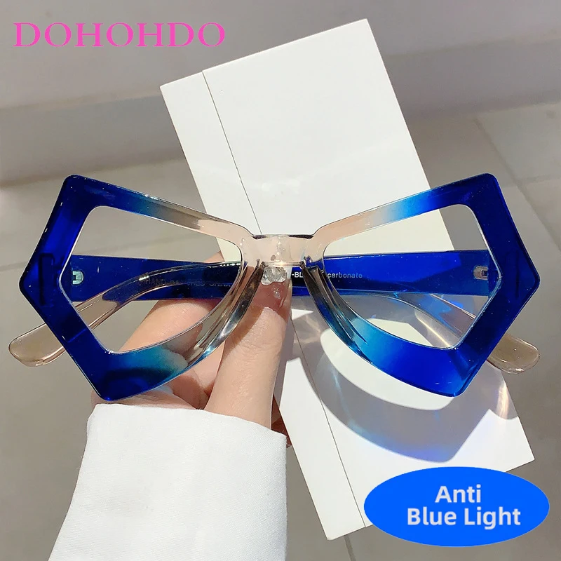 

Fashion Y2K Oversized Cat Eye Luxury Glasses Designer Brand Computer Blue Light Blocking Women Men Optical Eyeglasses For Gaming
