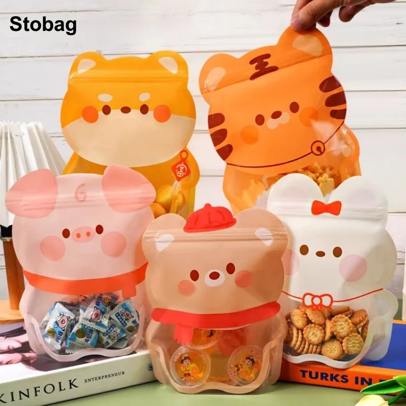 

StoBag 10pcs Food Packaging Ziplock Bags Cartoon Kids Child Sealed Cute Gift for Candy Cookies Biscuit Snack Storage Pouches