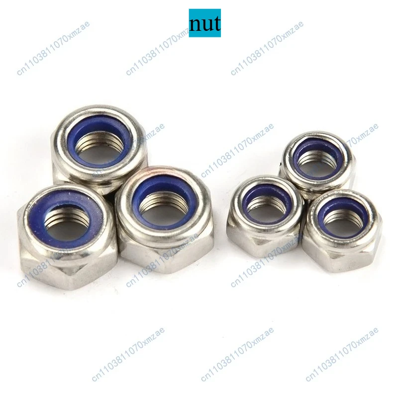 

100 шт., противоскользящие гайки из нержавеющей стали 201, шестиугольные нейлоновые стопорные гайки, противоскользящие гайки M3M4M5M6M8M10M12