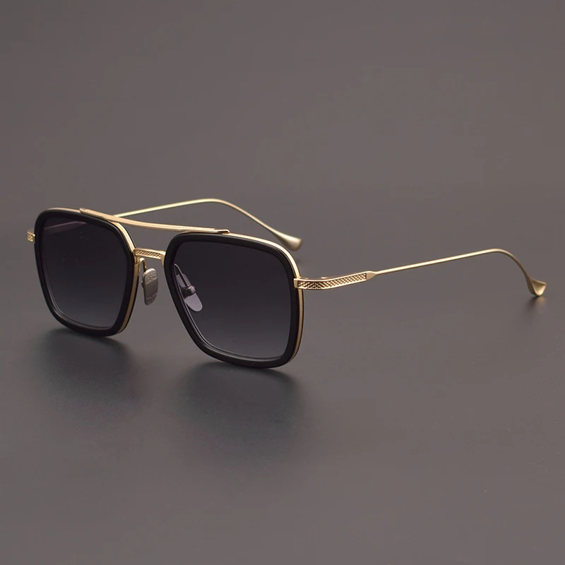 Stervormige parallelle balk grote frame pilotenbril voor dames 006 designer handgemaakte bijziendheidsbril puur titanium UV400 herenbril - afbeelding 1