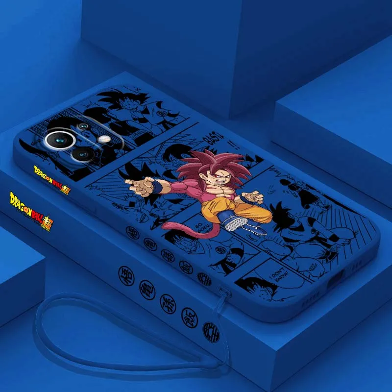 D-Dragon Ball Saiyan Son Goku Art For Xiaomi Mi 17 15 14 13 12 11 9 13T 12T Lite Pro Max 5G Liquid Left Rope Phone case Cover