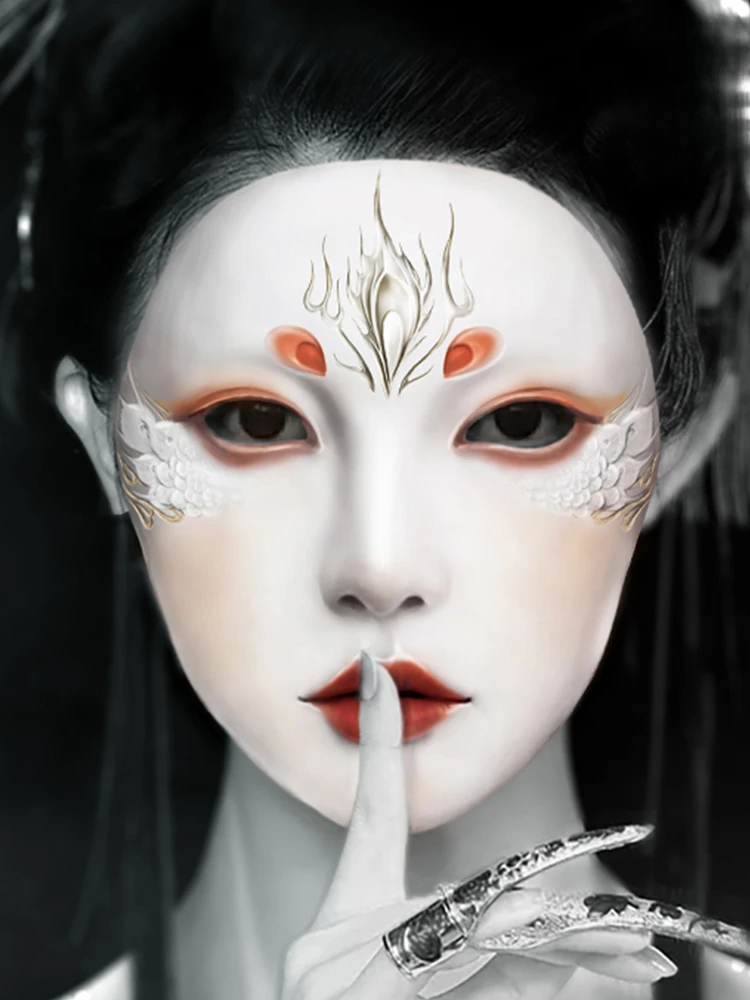 Antique mask full face female adult phoenix hanfu cos ancient costume props ball mood mask