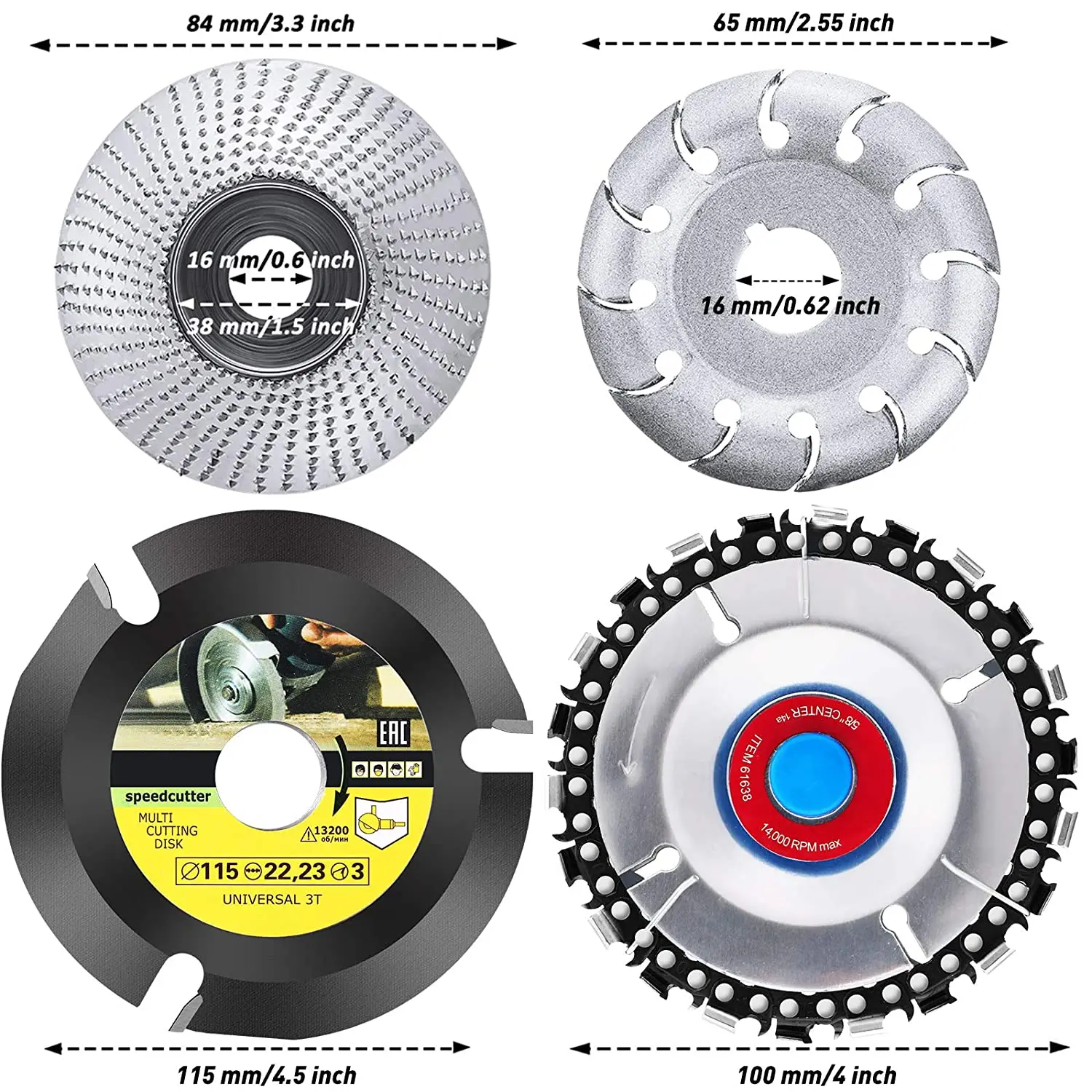 Disco abrasivo per intaglio del legno disco abrasivo per lucidatura a disco 12T disco per catena 3T lama per sega circolare per levigatura piastra abrasiva