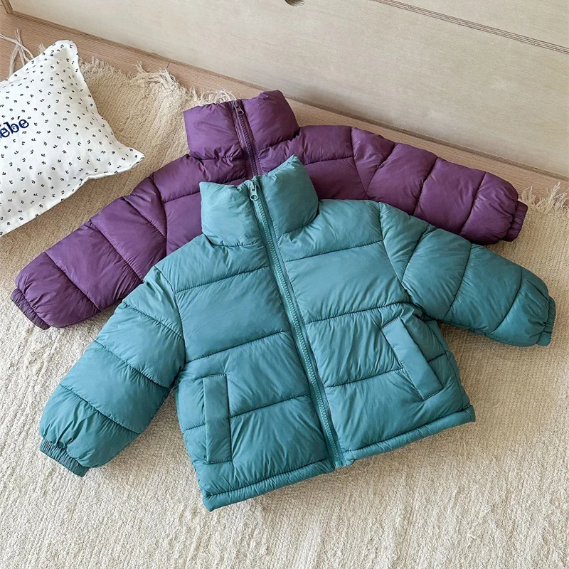 Kids Fashion Coats 2-10Y Boys Girls Winter Stand-collar Jackets Toddler Casual Outerwear Children Autumn Fashion Warm Clothes