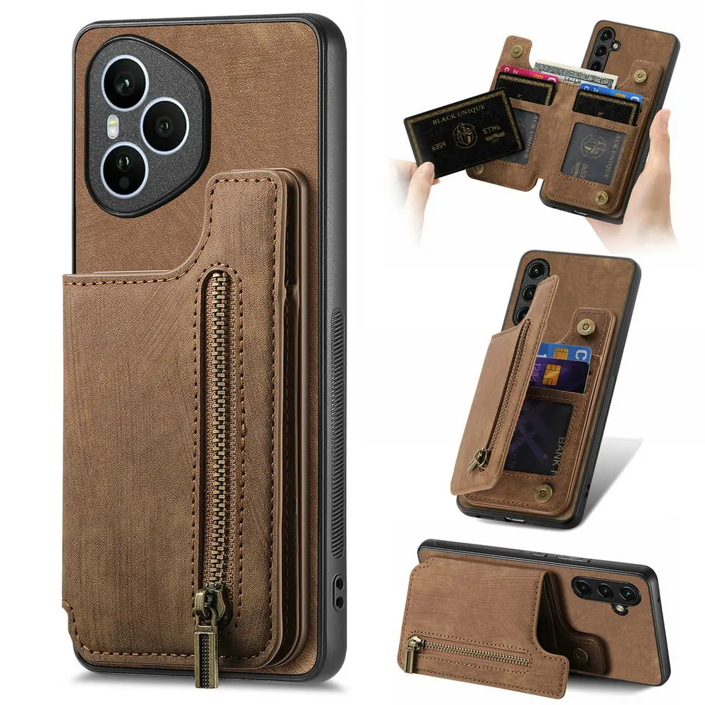 

Honor 400 Pro 5G 2025 Luxury Case Zipper Card Wallet Back Capa Honor 400 Case Magnet Leather Phone Honor400 300 Ultra Shockproof