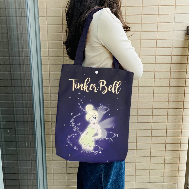 Disney Princess Tinker Bell M5541 Anime Shoulder Bags Cartoon Customized Shopping Bag Casual Tote Storage Handbag Gift