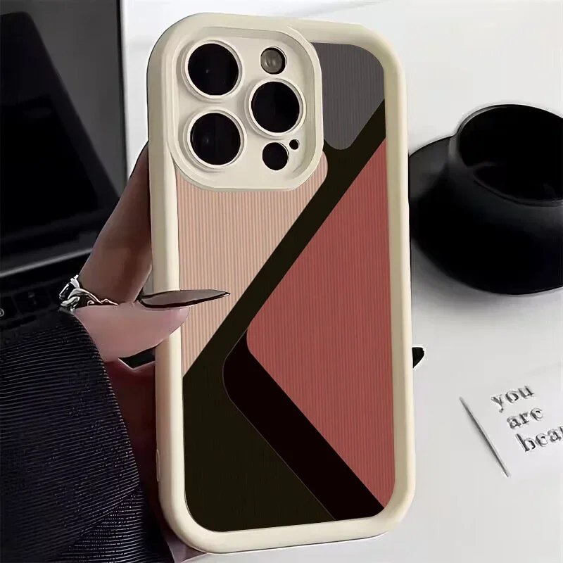 Fashion Zebra Stripes Lattice Pattern Case For iPhone 11 12 13 14 15 Pro Max X XR XS Max 7 8 Plus Camera Protection Soft Cover