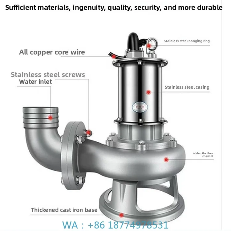

Водяной насос для резки сточных вод, 6 дюймов, 5,5 кВт, удаление шлаза высокой мощности из нержавеющей стали высокого давления