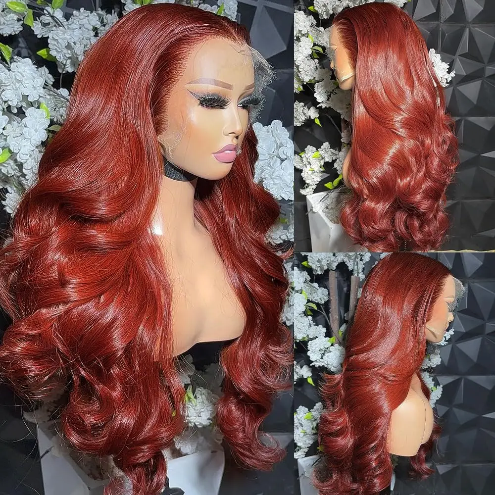 Reddish Brown Body Wave Lace Frontal Human Hair Wig Brazilian Remy Pre Plucked 13x4 Hd Lace Front Wigs For Women Human Hair Wig