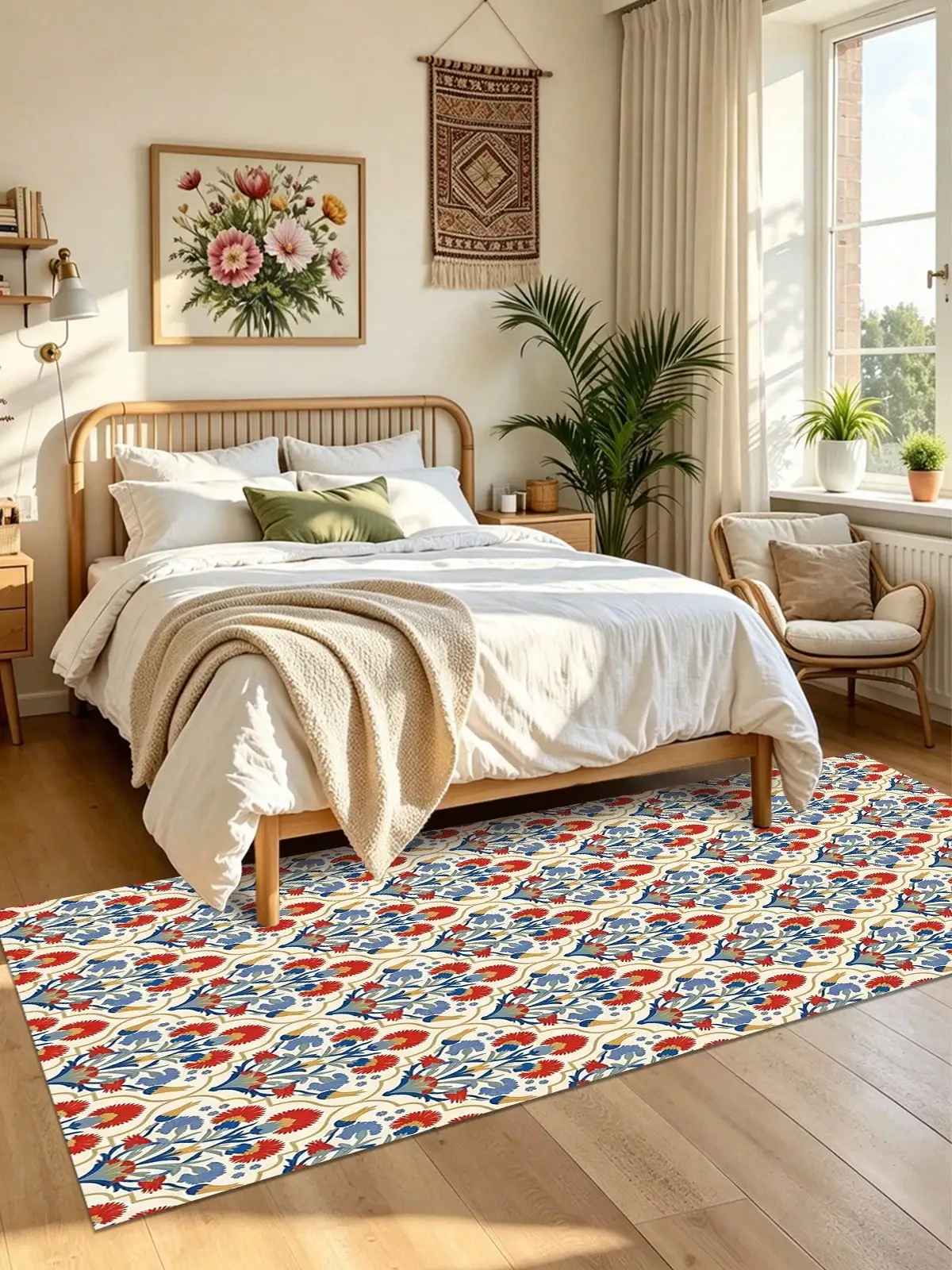 Vintage Mixed Color Floral Pattern  Runner Rugs Aisle Runners Long Carpet Featuring Water Absorption  Anti-Slip Properties Suitable Restaurants Kitchens Bedrooms Laundry Room Corridors Christmas  Halloween Wedding  Birthday Decoration Floor Mat
