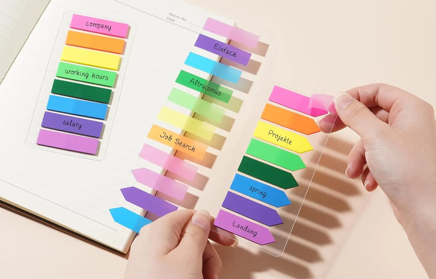 2000 قطعة من علامات الصفحة، 8 ألوان، علامات تبويب لاصقة شفافة وأعلام سهم، ملصقات فهرس لأجهزة الكمبيوتر المحمولة