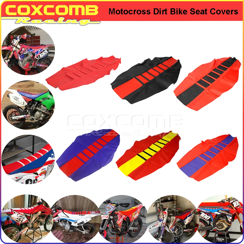 Red Enduro MX Racing Ribbed Seat Covers For Honda CRF CR 125 250 450 300 XR250 CRF250 CRF450 CRF230 Dual Sport Rib Seat Cover