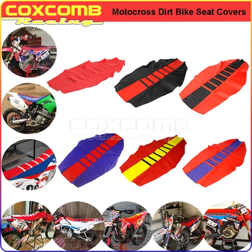 Fundas de asiento acanaladas para Honda, cubierta de asiento de canalé deportivo Dual, color rojo, Enduro MX Racing, Honda CRF CR 125, 250, 450, 300, XR250, CRF250, CRF450, CRF230