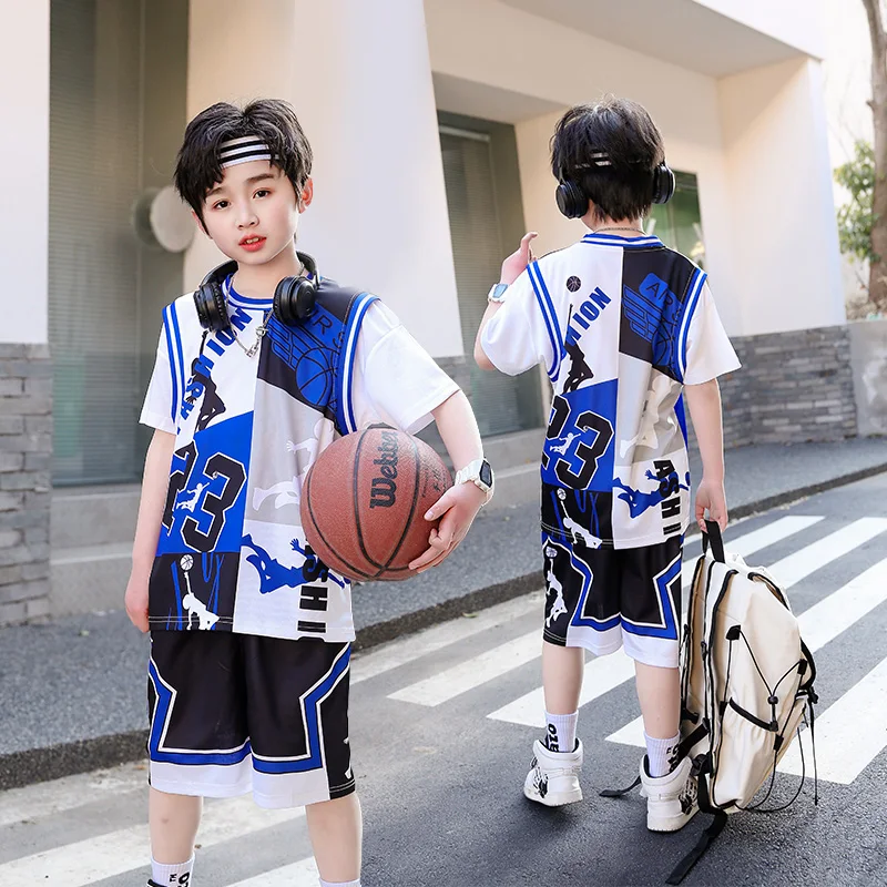 Kids Basketball Jersey Suits Quick-drying Fashionable Children Team Training Uniform Boy and Girls Shirt Sportswear Clothings