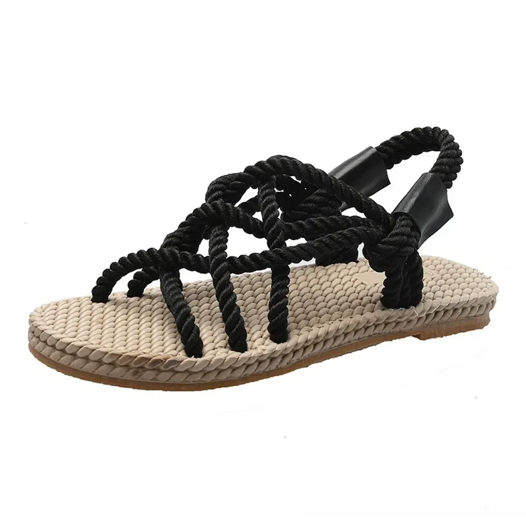 Neue Sandalen Frau Schuhe geflochtenes Seil mit traditionellen lässigen Stil und einfache Kreativität Mode Sandalen Frauen Sommerschuhe