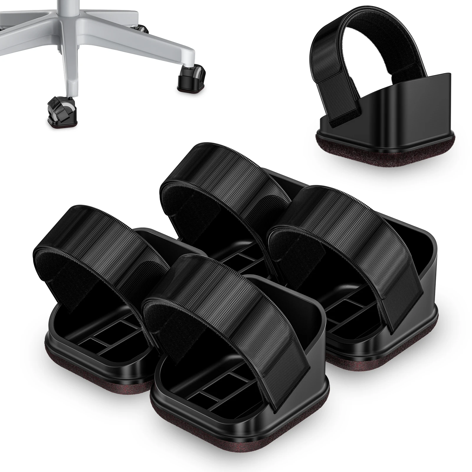 5PCS Anti-Slip Office Chair Wheel Stopper Plastic Furniture Caster Cups Felt Wear-Resistant Chair Leg Pads Floor Protection