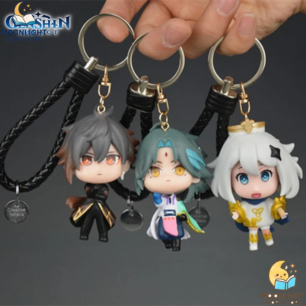Genshin تأثير أنيمي ميرش المفاتيح بايمون الأثير لومين Zhongli هو تاو Venti مفتاح حقائب الظهر اكسسوارات المعلقات هدية للمروحة #5