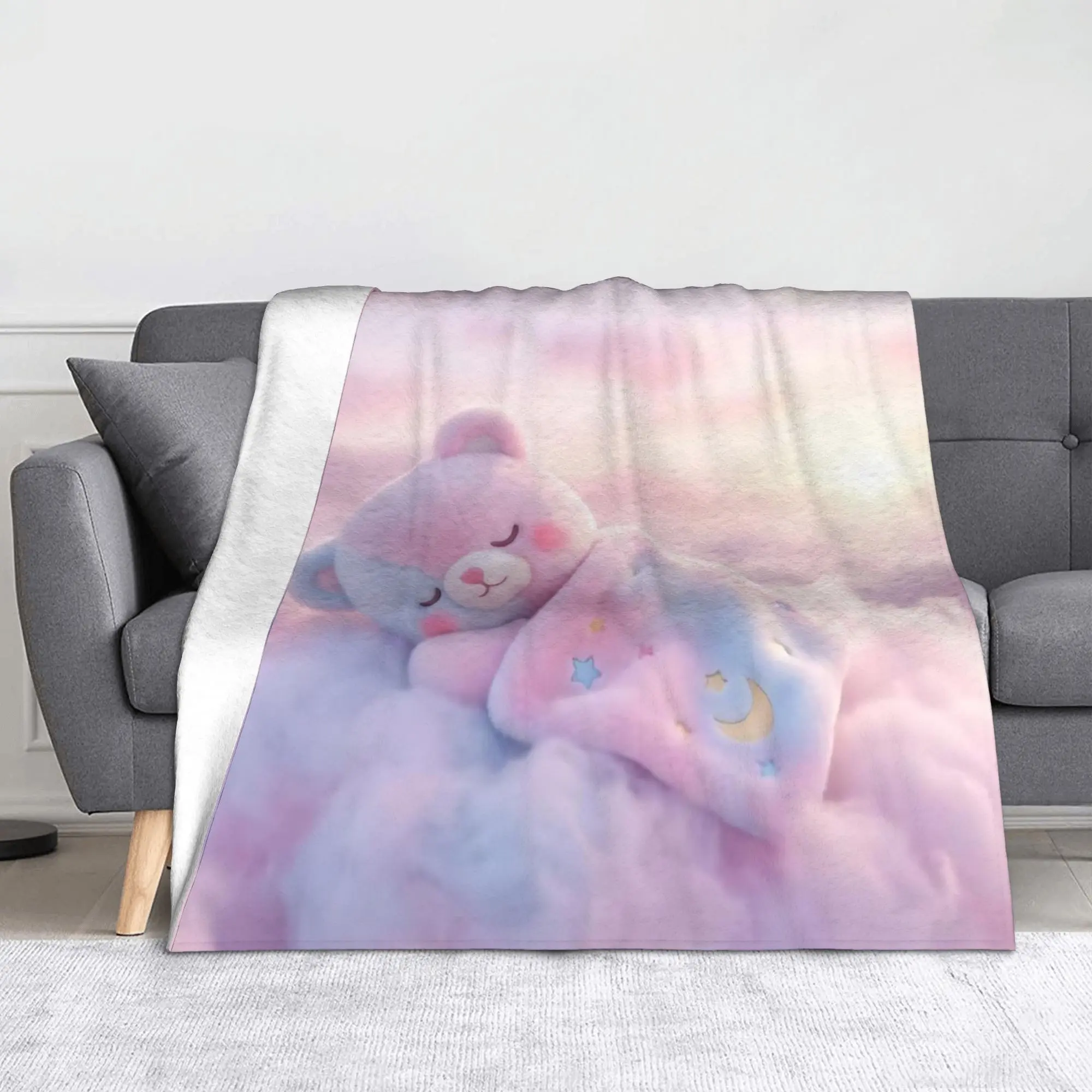 Sleep Teddys Bear Cute Fantasy Blanket Fleece Decoration  Breathable Super Warm Throw Blanket for Bed Bedroom Quilt