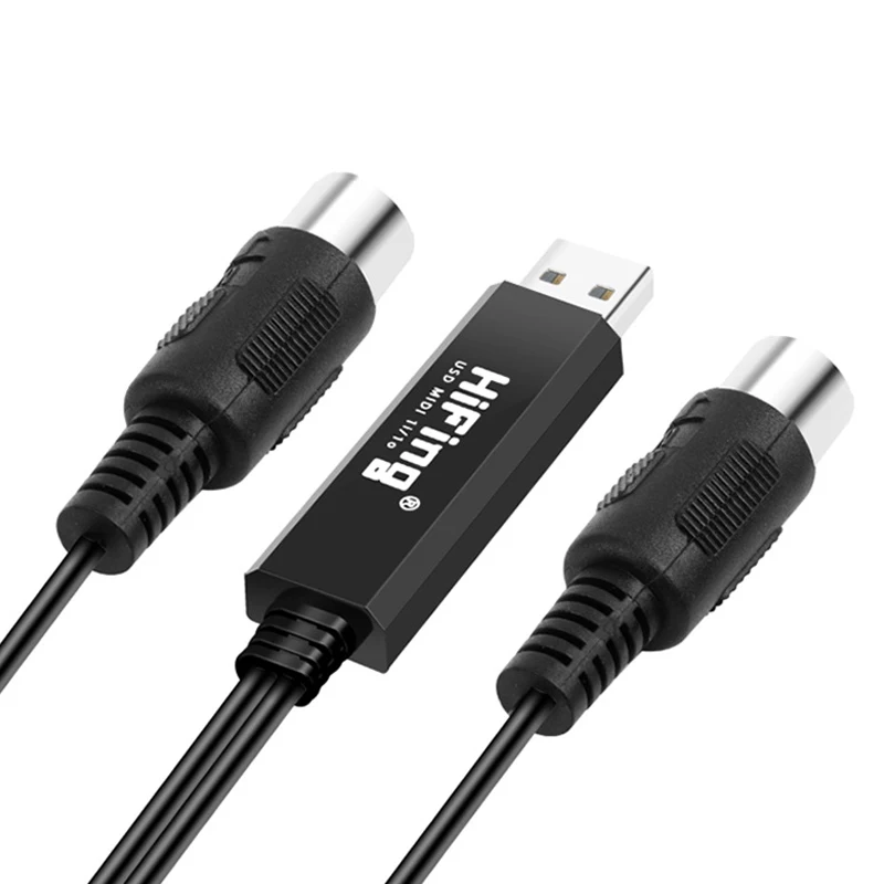 Convertidor/adaptador de interfaz MIDI USB IN-OUT HiFing con cable MIDI DIN de 5 pines para PC/portátil/Mac