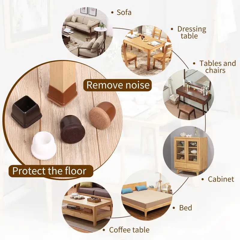 Chair Leg Caps Rubber Feet Protector Stool Table Furniture Leg Cover Non Slip Felt Bottom Pads Round Square Floor Protectors - Image 6