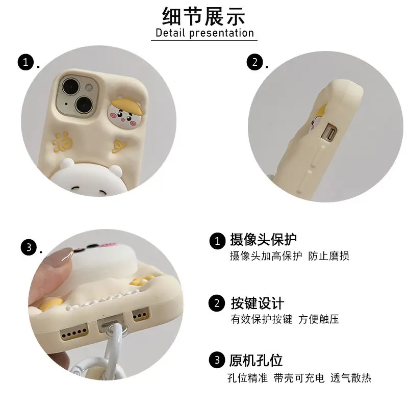 Chikawa Phone stand Fashion Kawaii Animation Cute Cartoon Phone Case For iPhone 11 12 13 14 15 Pro Max plus Silicone case