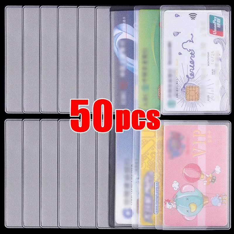 1-50pcs Anti-magnetic Cards Protector Frosted PVC Transparent Credit ID Card Cover Holder Postcard Container Storage Bags Case