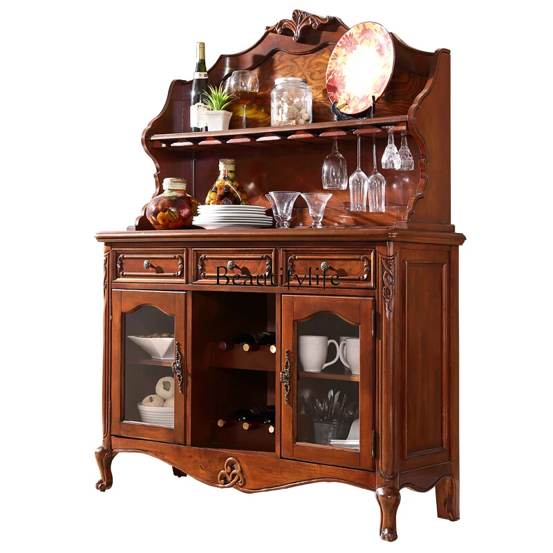 American all solid wood integrated wall storage side storage tea cabinet European wine cabinet