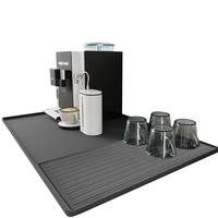 Espresso Machine Mat Silicone Coffee Bar Mat With Raised Edges Coffee Bar Accessories Multifunctional Dish Drying Mat For