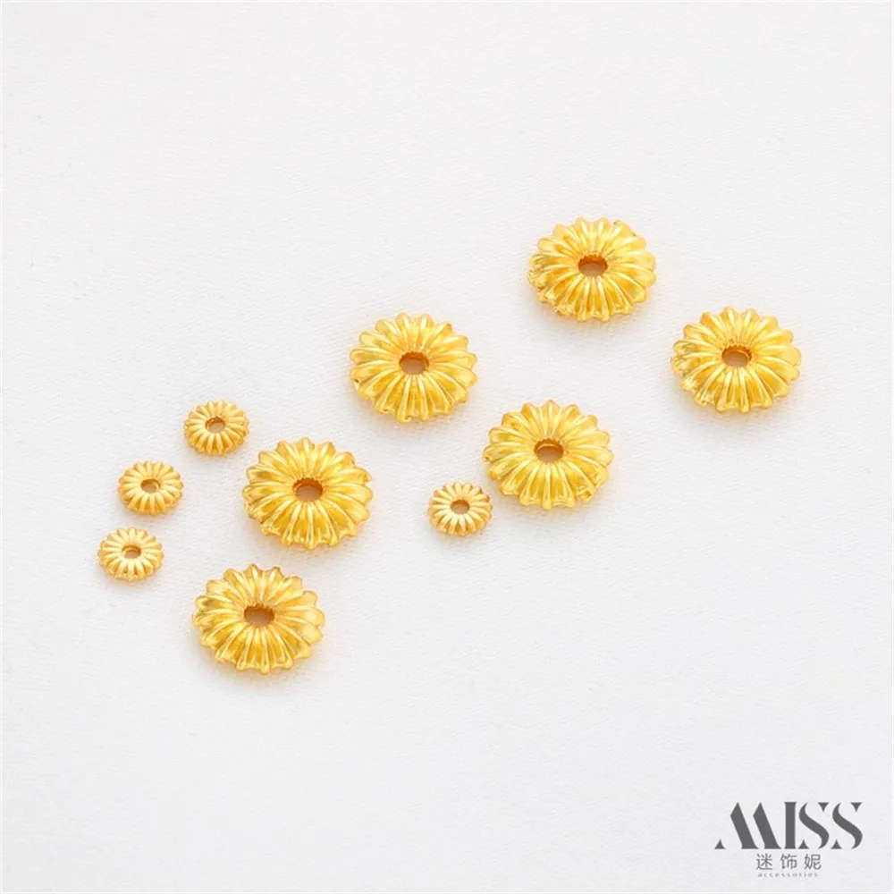 

18K Gold Bag Color Matte Gold Sunflower Pumpkin Pattern Flat Bead Spacer Bead Spacer Flat Piece DIY Bracelet Jewelry Accessories