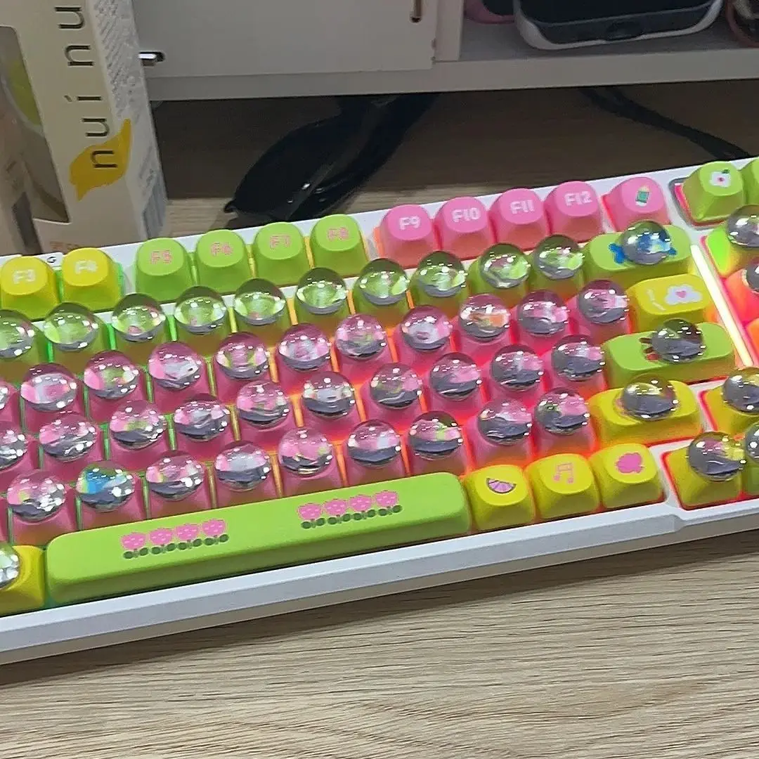 Nail Art Typing Artifact Key Heightening DIY Decorative Transparent Crystal Glass Ball Keyboard Sticker