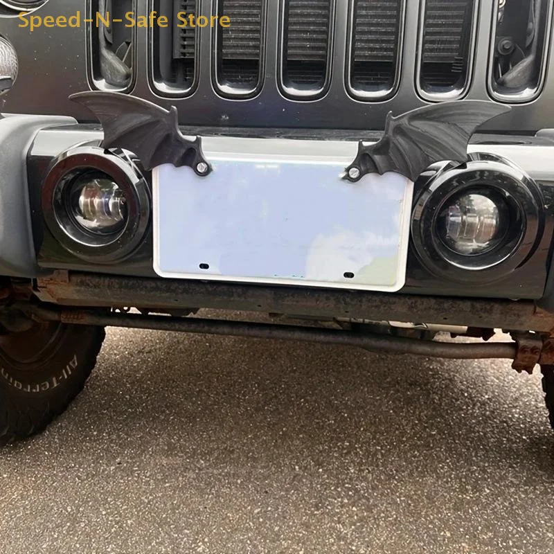 

1 Pair Black Batwing Car License Plate Covers With Frames – Durable Plastic, Perfect For Horror And Vampire Theme Enthusiasts
