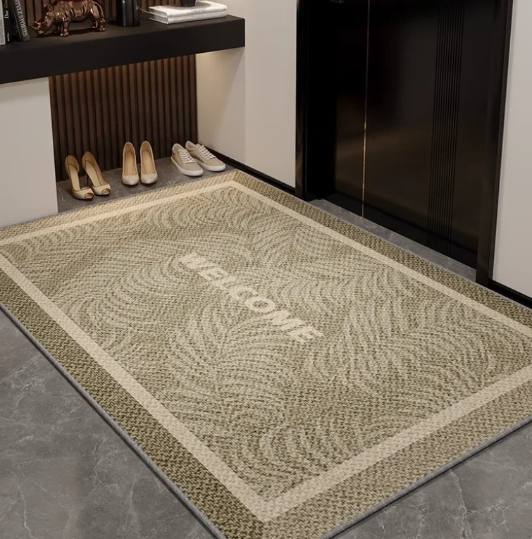 The floor mat for the entrance door can be customized with a dirt resistant and washable carpet