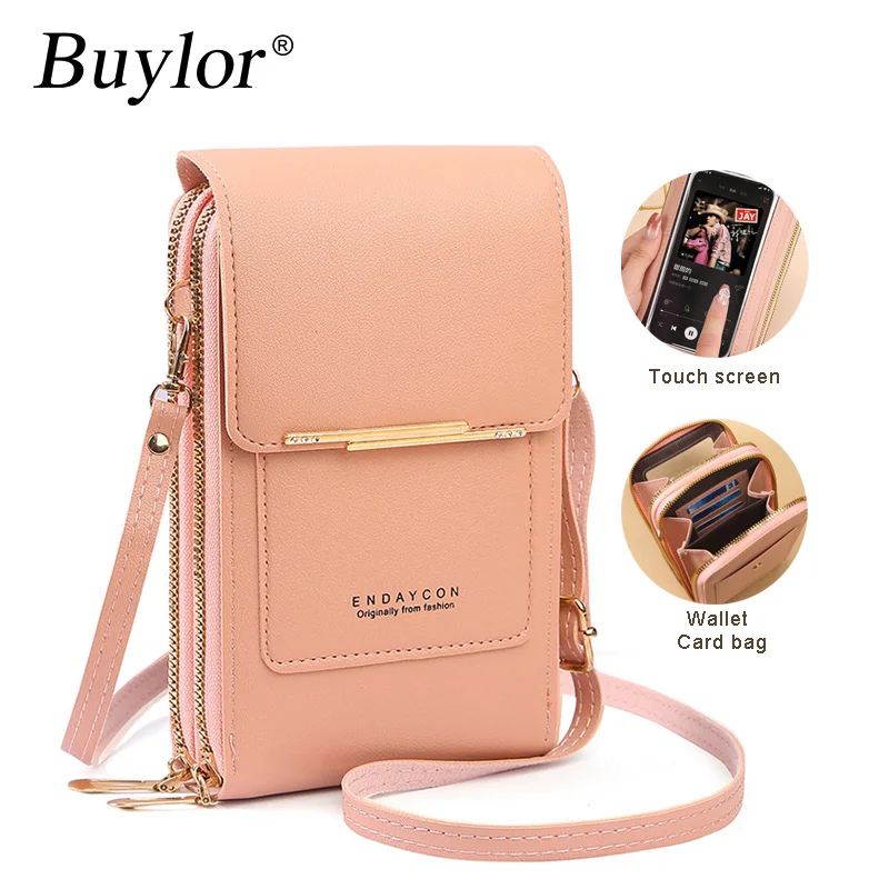 

Buylor Touch Screen Cell Phone Purse Shoulder Bag Women's Handbag Female Cheap Small Wallet Soft Leather Crossbody сумка женская