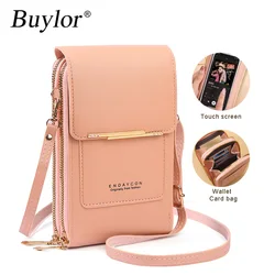 Buylor Touch Screen Cell Phone Purse Shoulder Bag Women's Handbag Female Cheap Small Wallet Soft Leather Crossbody сумка ж