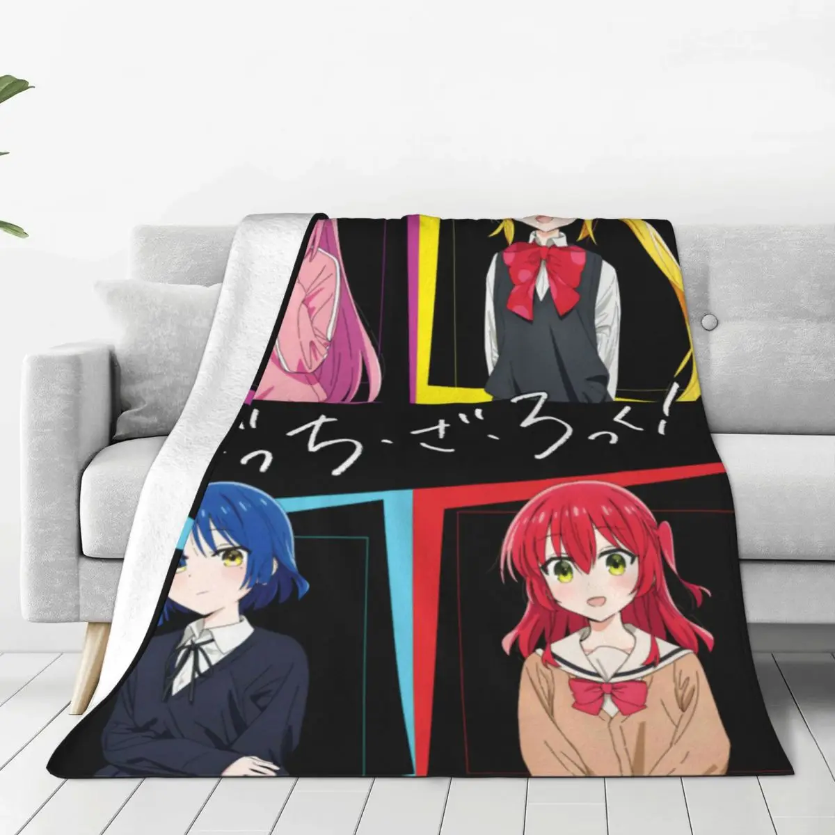 Bocchi The Rock Hitori Gotou Anime Fleece Throw Blanket Blankets for Bedding Bedroom Ultra-Soft Quilt