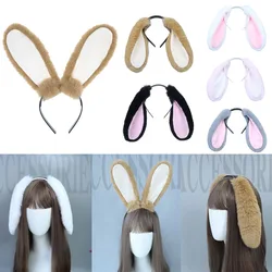 Funny Upright or Lop-ear Plush Bunny Ear Hair Hoops Women Girl Headband Cosplay Costume Accessories Party Headgear for Christmas