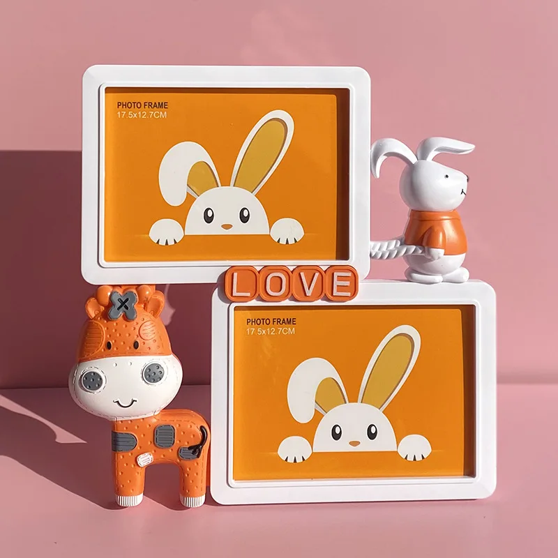 7-inch Cartoon Cute Rabbit Picture Frame Set Creative Children's Green Photo Frame Children's Room Decoration Children's Gift