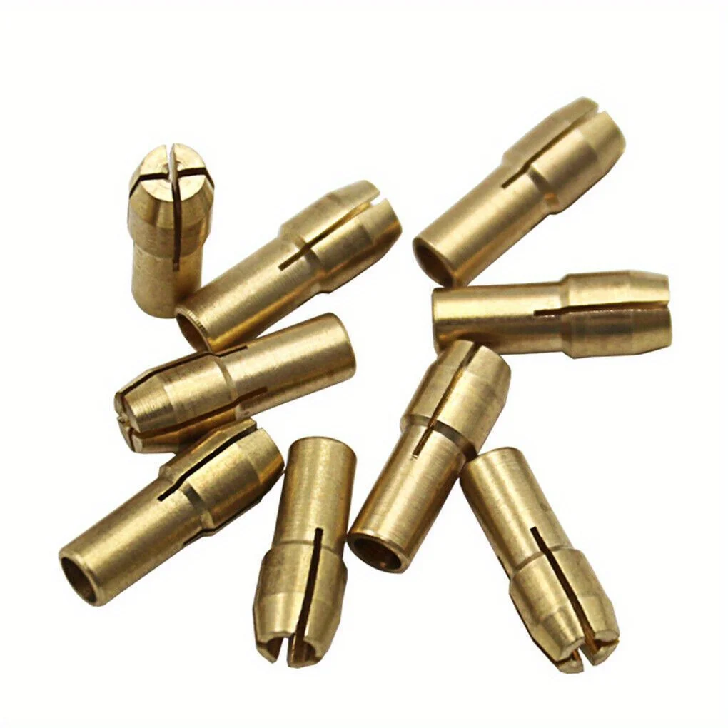 11pc Brass Chuck Silver Nut Electric Grinding Drill Bit Clamp Mini Drill Bit Chuck Electric Tool Accessory Set