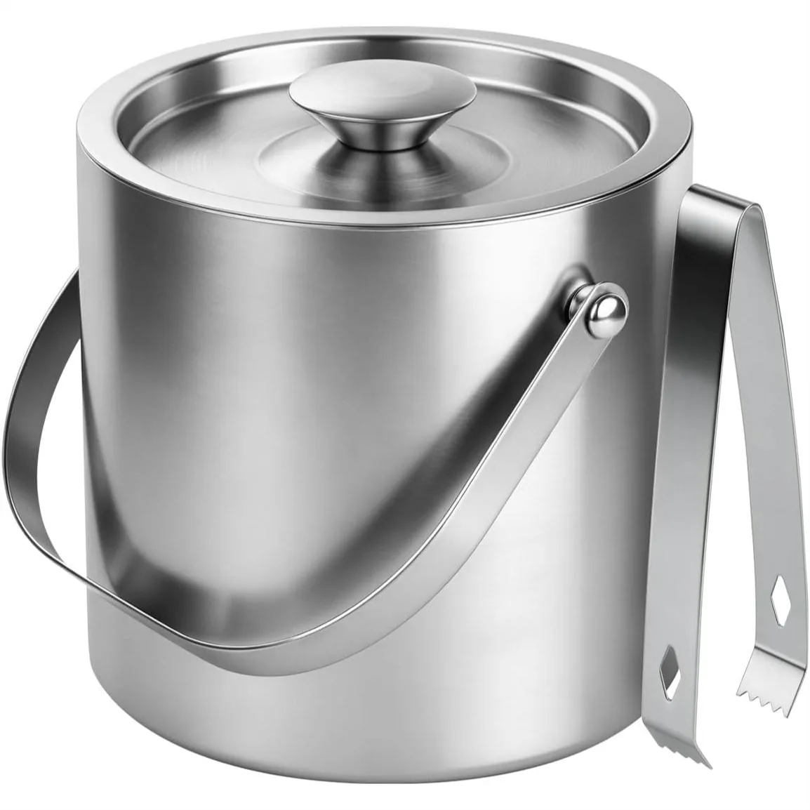 

Stainless Steel Ice Bucket - 3L Double-Wall Insulated with Lid & Tongs for Parties, Wine, Champagne, Beer