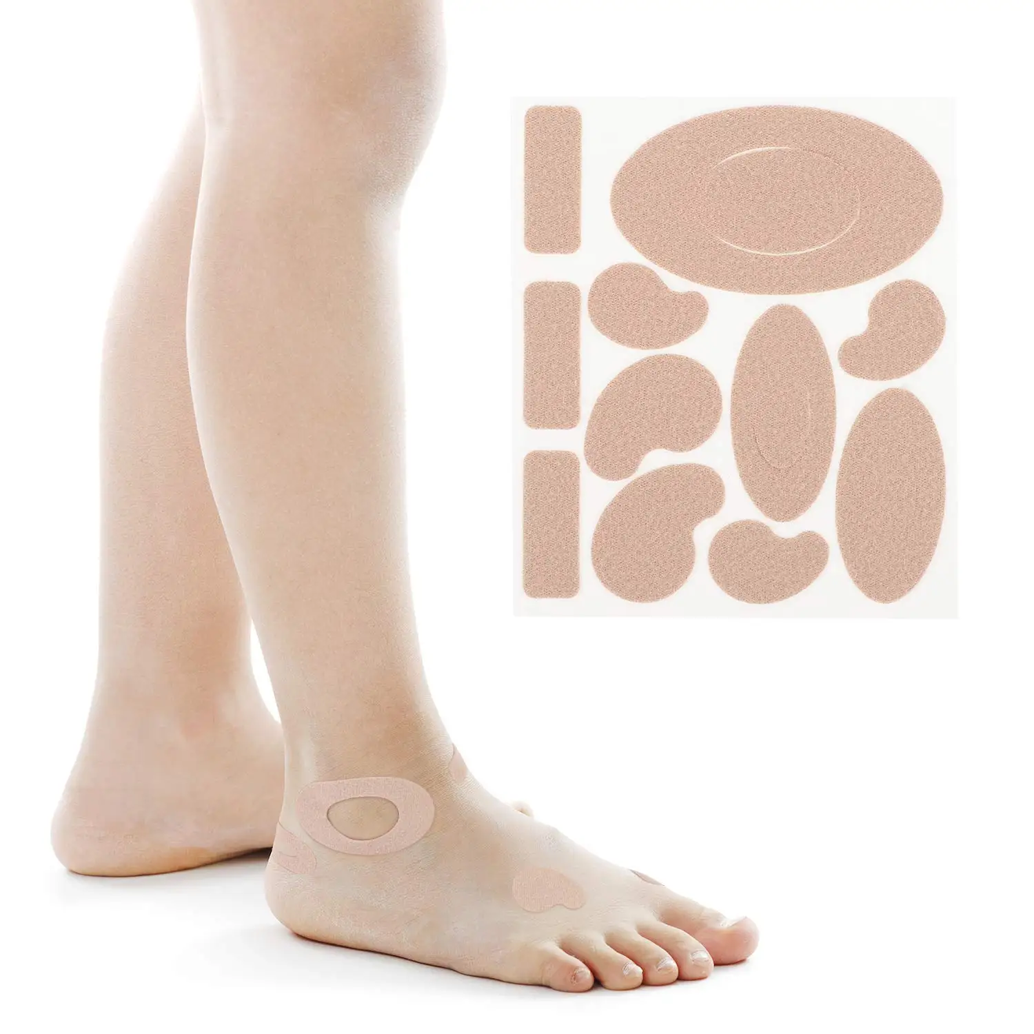Moleskin Foot Pads, Adhesive Heel Protectors, Blister Prevention Patches for Shoes, Toes & Feet, Friction Relief, 5 Pieces