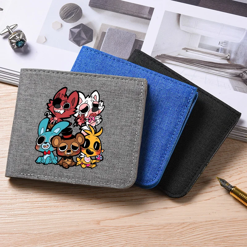 FNAF Wallet Men Five Nights At Freddys Wallets Women Cartoon Anime Pattern Printed Purses Boys Girls Portable Purse Party Gifts