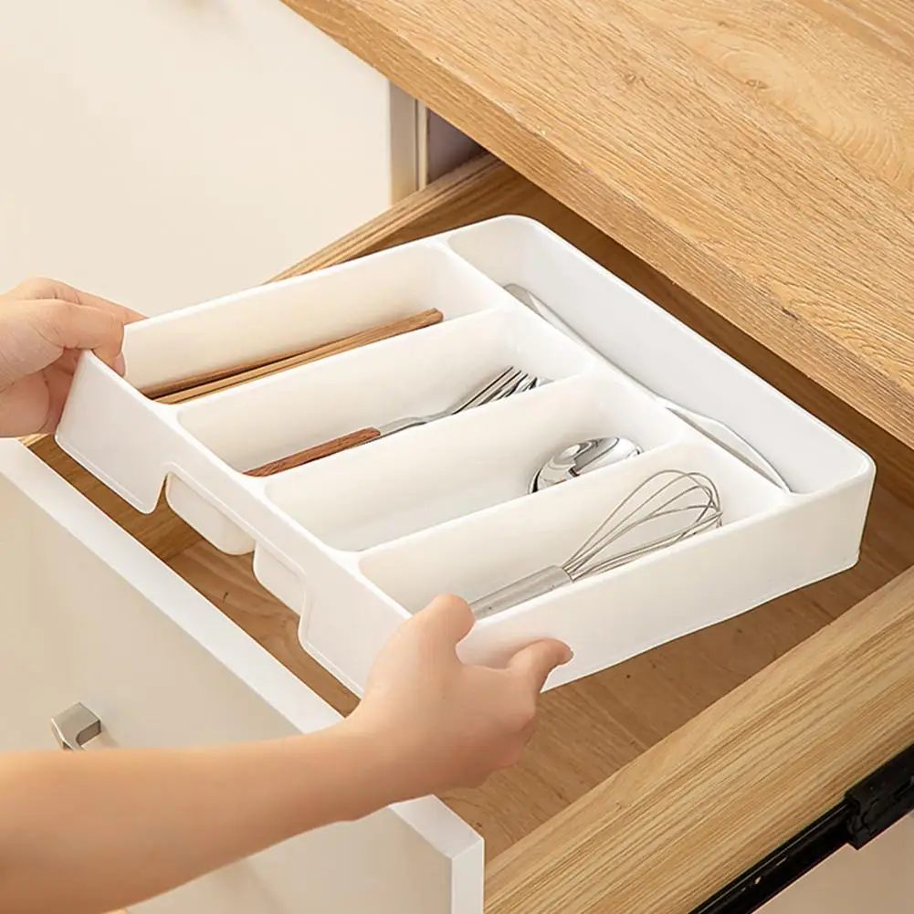 Organizador de cajones, bandeja de cocina expandible, soporte de cubiertos ajustable con 4/6 compartimentos, divisor de almacenamiento de cubiertos, 1/2 Uds.