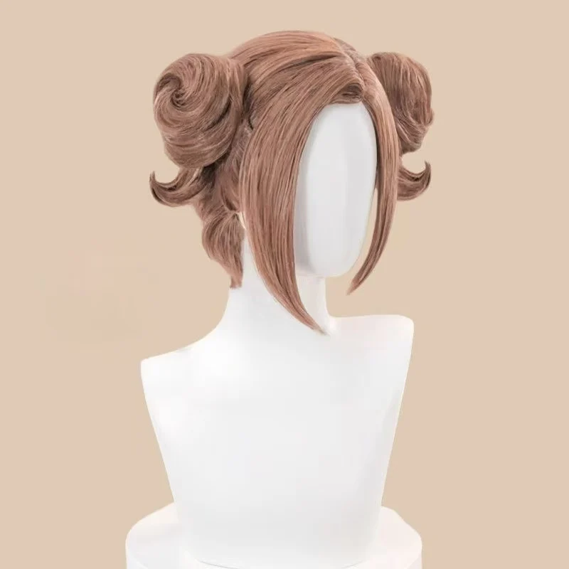 Komatsu Nana Cosplay Wig Brown Double Buns Matte Fiber Heat Resistant Wig With Wig Cap for Halloween Party comic Con Role Play