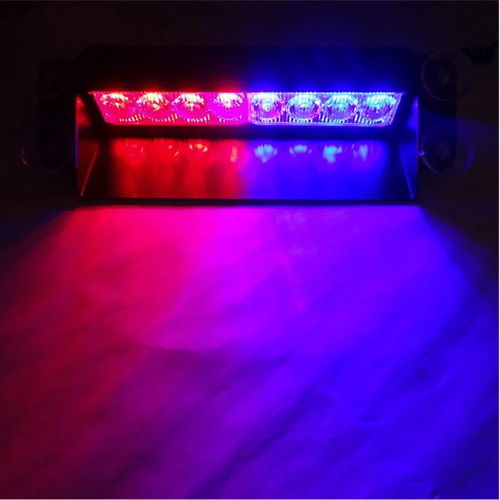 Car Flashing Police Lamps 12V LED Strobe Warning Lights DRL Day Running Interior Windshield Suction Truck Automotive Accessories