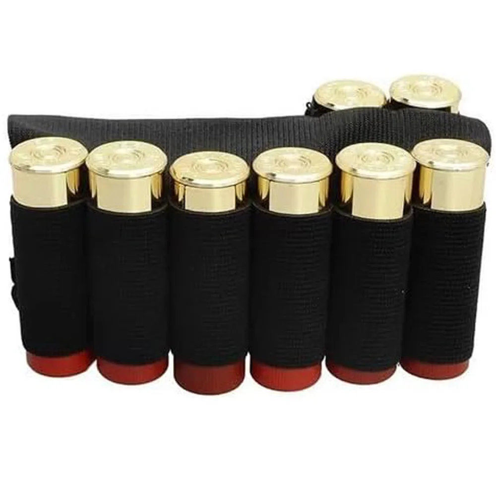 Tactical Buttstock 6+2 Rounds Shotgun Shell Holder Bandolier 12/20 Gauge Ammo Carrier Airsoft Rifle Hunting Accessorie