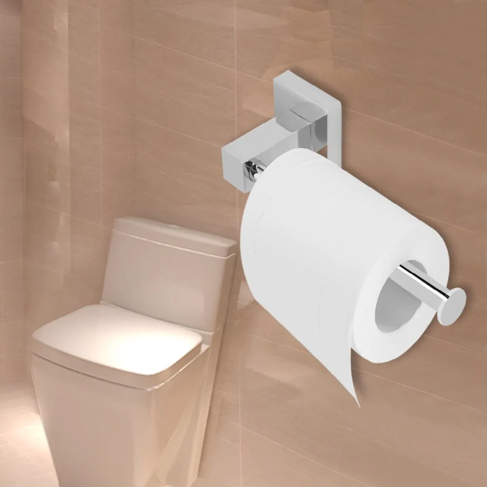 Stainless Steel Roll Paper Holder Wall Mount Silver Toilet Paper Holder Practical Sturdy Paper Rack Bathroom Kitchen Washroom