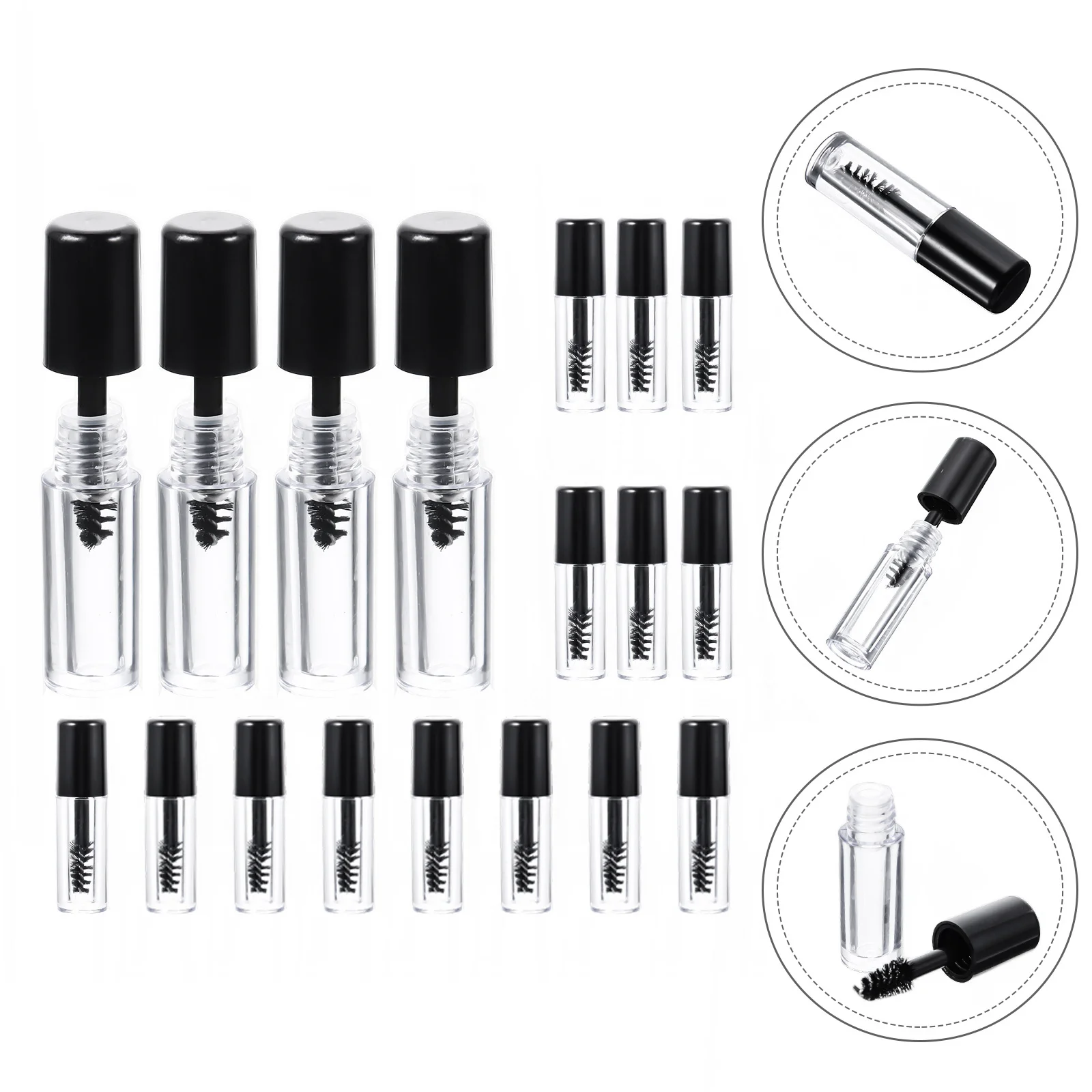 20 pz Tubi Mascara Vuoti Piccole Bottiglie di Crema Per Ciglia Riutilizzabili Contenitori Per Mascara Trasparenti Portatili Anti Perdite Forniture Per Ciglia