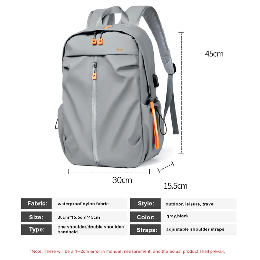 JEEP BULUO Large Capacity Backpack Men Laptop Backpacks 15.6 Solid Big High School Bags Teen College Boy Gril Student Backpack