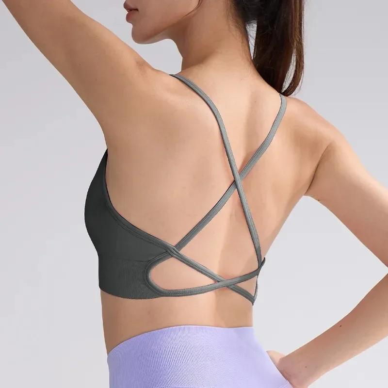 여성용 아름다운 등 스포츠 브라 요가 베스트 충격 방지 처짐 방지 베스트 고강도 타이트 피팅 요가 탑 피트니스 스포츠 브라