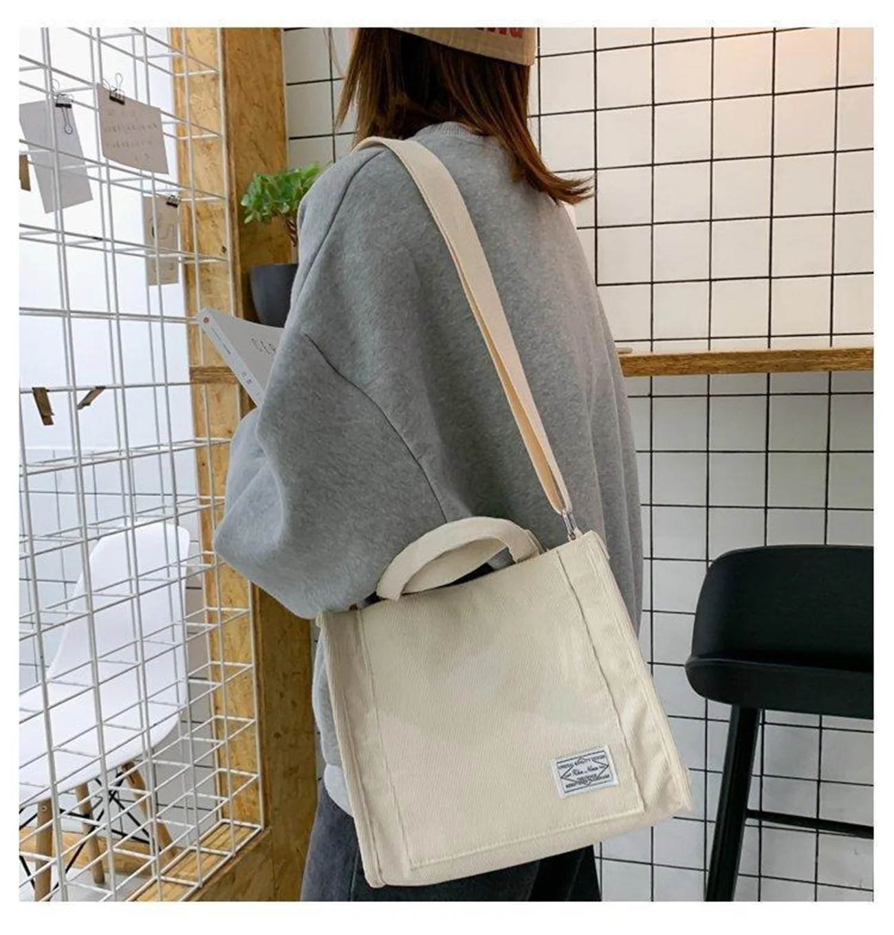 New Corduroy Women's Bag Personalized Small Square Bag Hand B/L Shoulder Cross Bag Embroidery Custom Simple Fashion Women's